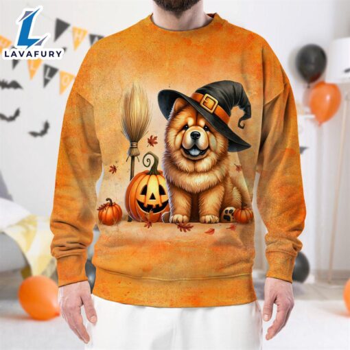 Chow Chow Dog In Spooky Autumn Halloween 3D Shirt