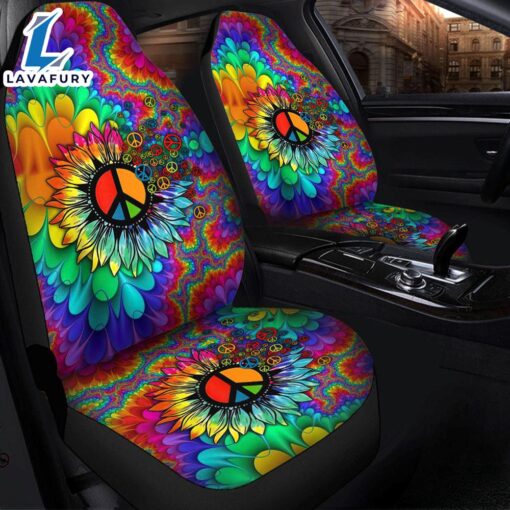 Colorful Hippie Mandala Sunflower Premium Custom Car Seat Covers Decor Protectors