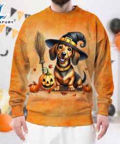 Dachshund Dog In Spooky Autumn…