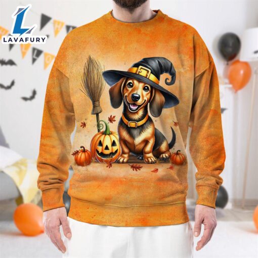 Dachshund Dog In Spooky Autumn Halloween 3D Shirt