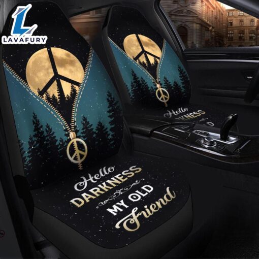 Darkness My Old Friend Hippie Moon Zipper Premium Custom Car Seat Covers Decor Protectors