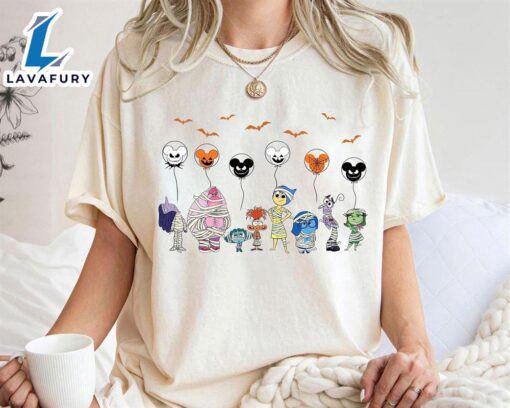 Disney Halloween Inside Out 2 Ghost Balloon Mummy Characters Shirt