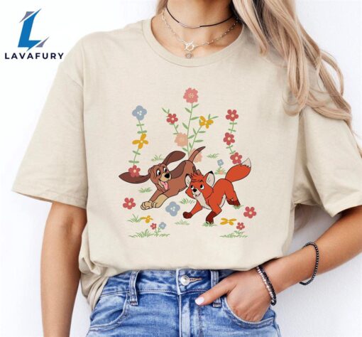 Disney The Fox And Hound Tod and Copper Flower T-Shirt