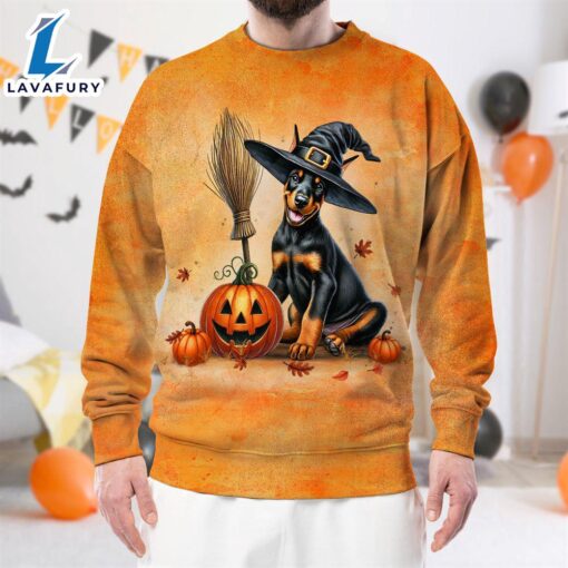 Doberman Pinscher Dog In Spooky Autumn Halloween 3D Shirt