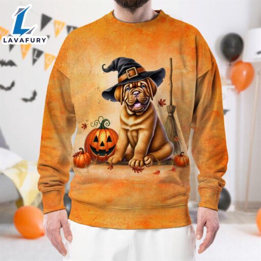 Dogues de Bordeaux Dog In Spooky Autumn Halloween 3D Shirt