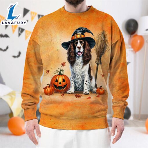 English Springer Spaniel Dog In Spooky Autumn Halloween 3D Shirt