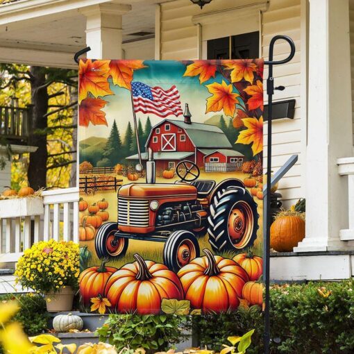 Fall Flag Fall Farm Tractor Pumpkins Flag, Halloween Garden Flags