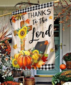 Fall Pumpkins Flag Give Thanks…