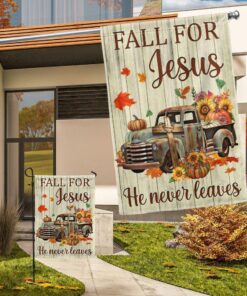 Fall Truck Pumpkins Flag Fall…