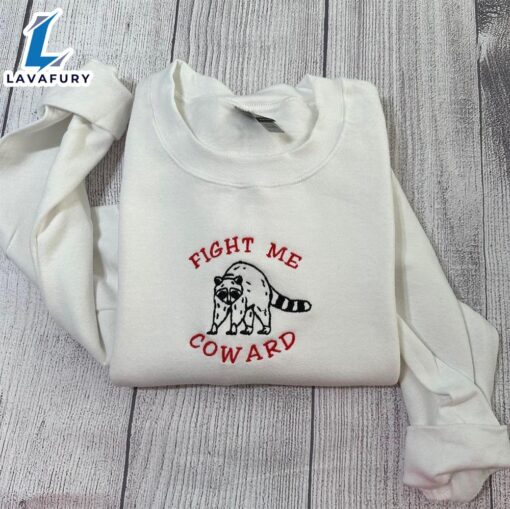 Merry Christmas  Fight Me Coward Raccoon Embroidered Sweatshirt Gift Christmas