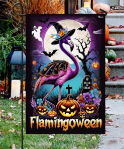 Flamingo Halloween Flamingoween Flag, Halloween…