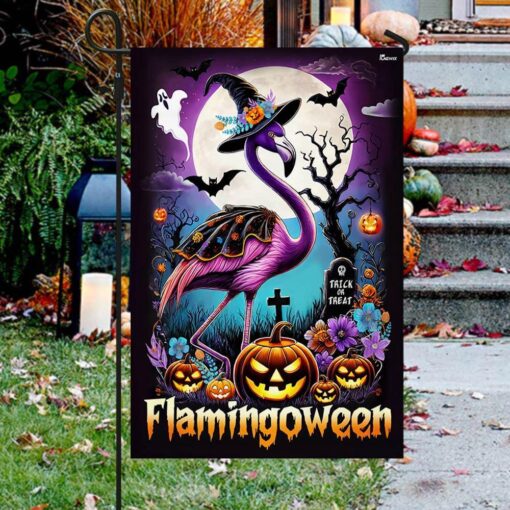 Flamingo Halloween Flamingoween Flag, Halloween Garden Flags