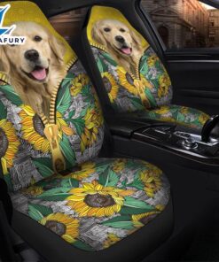 Fun Car Decor Golden Sunflower Zip Premium Custom Car Seat Covers Decor Protector