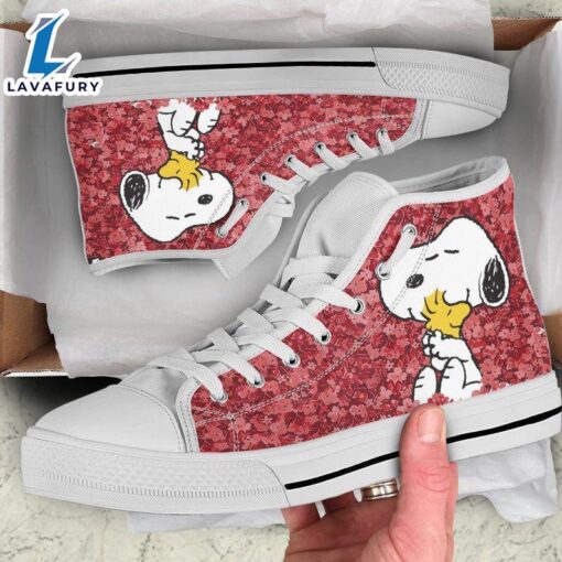 Funny Snoopy And Woodstock Canvas Shoes Charlie Brown Custom High Top Peanuts The Snoopy Show Animation Movie Shoes White High Top Shoes