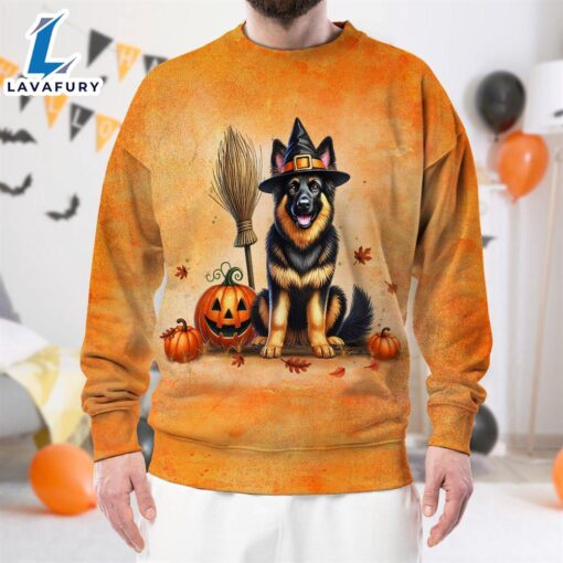 German Shepherd Dog In Spooky Autumn Halloween 3D Shirt