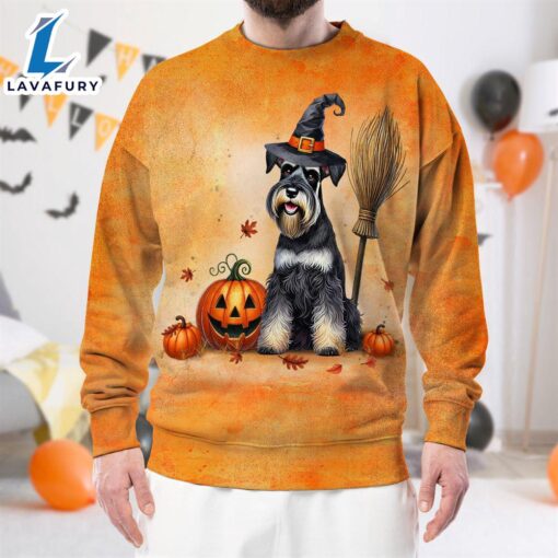 Giant Schnauzer Dog In Spooky Autumn Halloween 3D Shirt