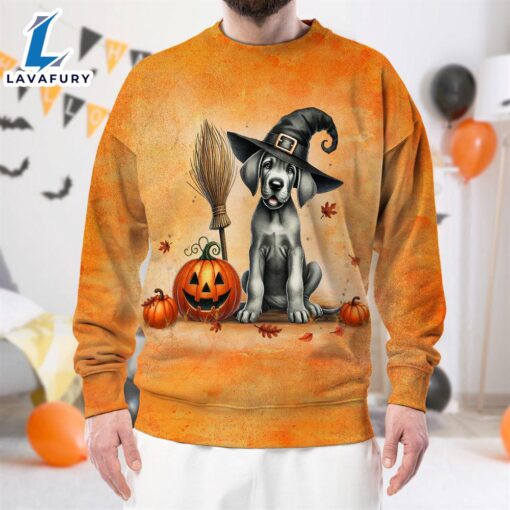 Great Dane Dog In Spooky Autumn Halloween 3D Shirt