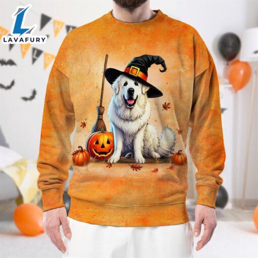 Great Pyrenees Dog In Spooky Autumn Halloween 3D Shirt