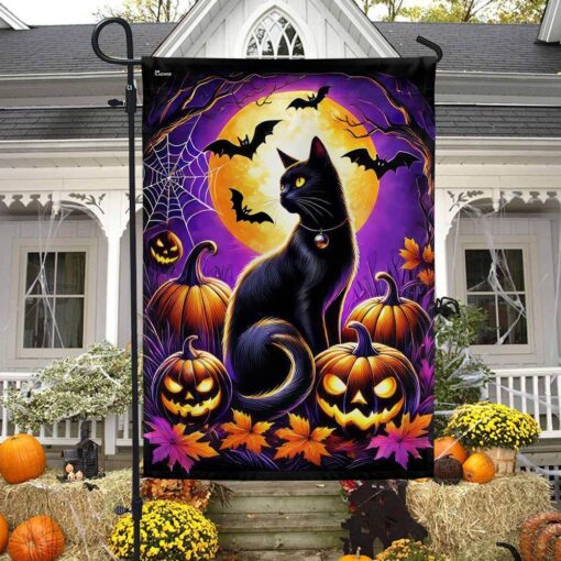 Halloween Black Cat Flag, Halloween Garden Flags