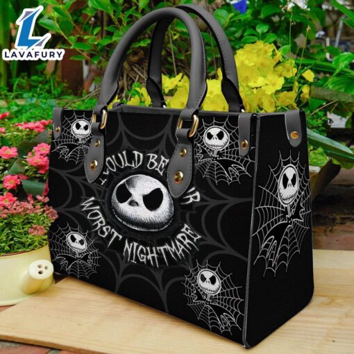 Halloween Christmas 2024 Jack Skellington Cartoon I Could Be Your Worst Nightmare Women 3D Leather Handbag