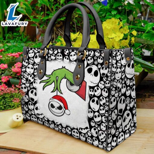 Halloween Christmas 2024 Jack Skellington Cartoon Pattern 3D Leather Handbag