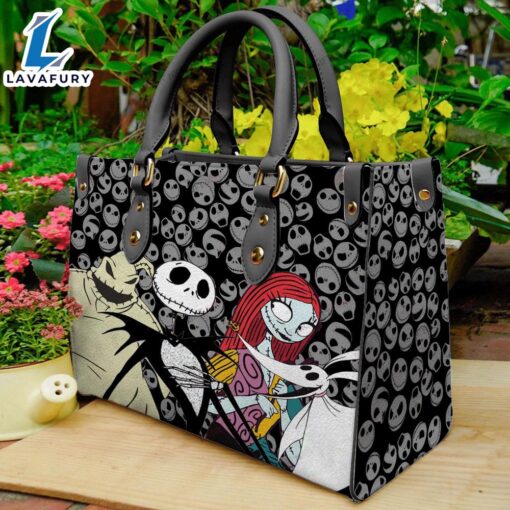 Halloween Christmas 2024 Jack Skellington Cartoon Pattern 3D Leather Handbag WSH