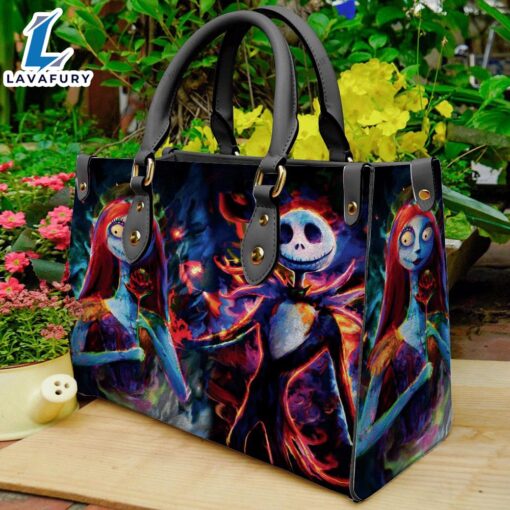 Halloween Christmas 2024 Jack Skellington Cartoon Pattern Women 3D Leather Handbag