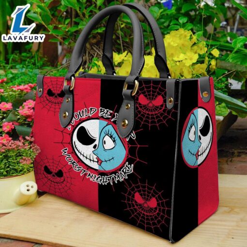 Halloween Christmas 2024 Jack Skellington I Could Be Your Worst Nightmare Women 3D Leather Handbag