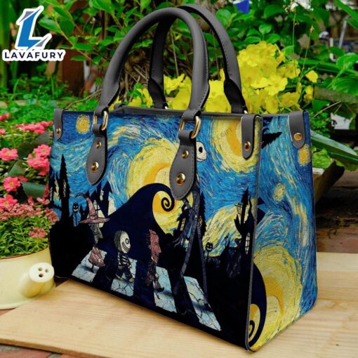 Halloween Christmas 2024 Jack Skellington Starry Night Women 3DLeather Handbag