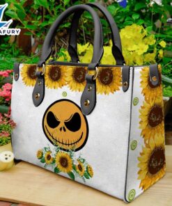 Halloween Christmas 2024 Sunflower Jack Skellington Women 3DLeather Handbag