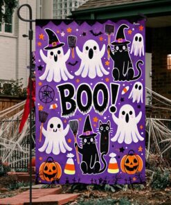 Halloween Flag Ghost Boo Black…