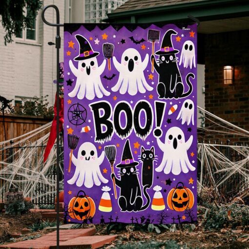 Halloween Flag Ghost Boo Black Cat Pumpkin Flag, Halloween Garden Flags