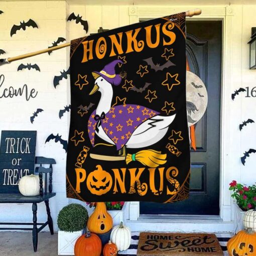 Halloween Honkus Ponkus Witch Duck Flag, Halloween Garden Flags