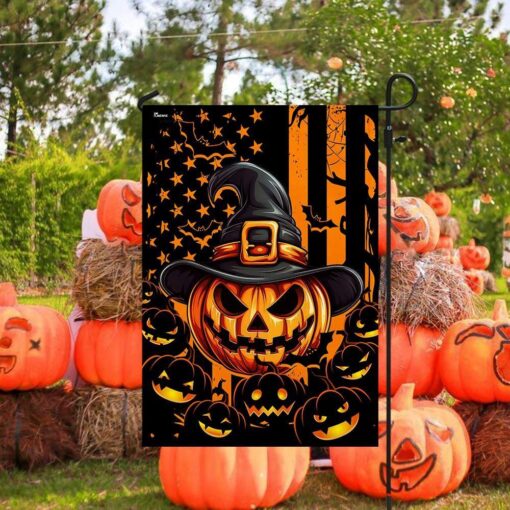 Halloween Pumpkin American Flag, Halloween Garden Flags