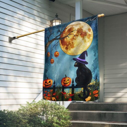 Halloween Witchy Black Cat Flag, Halloween Garden Flags