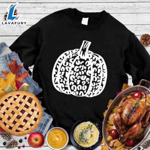 Happy Hallothanksmas Gift Funny Pumpkin Leopard Sweatshirt