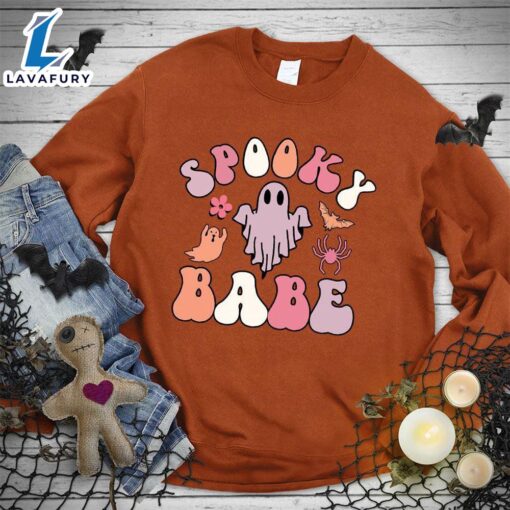 Happy Hallothanksmas Gift Funny Spooky Babe Colored Edition Sweatshirt