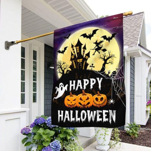 Happy Halloween Spooky Haunted House Flag, Halloween Garden Flags