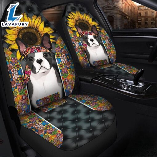 Hippie Boston Terrier Premium Custom Car Premium Custom Car Seat Covers Decor Protectors Decor Protector