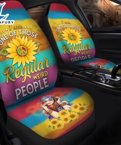 Hippie Girl Color Sunflower Premium Custom Car Seat Covers Decor Protectors