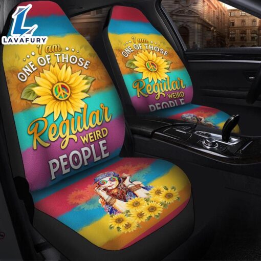 Hippie Girl Color Sunflower Premium Custom Car Seat Covers Decor Protectors