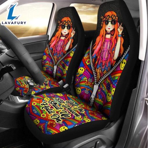 Hippie Girl Get In Sit Down Shut Up Hold On 3D Seat Cover