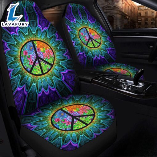 Hippie Rainbow Colorful Premium Custom Car Seat Covers Decor Protectors