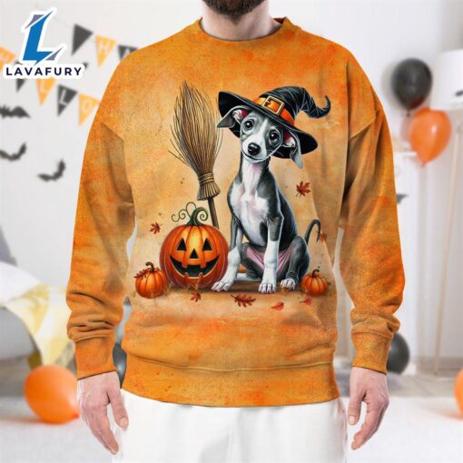 Italian Greyhound Dog In Spooky Autumn Halloween 3D Shirt