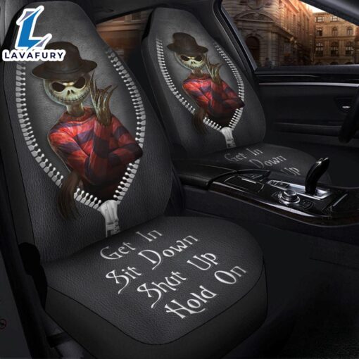 Jack Skellington Mix Freddy Krueger Horror Get In Sit Down Shut Up And Hold On Car Zipper Car Seat Covers