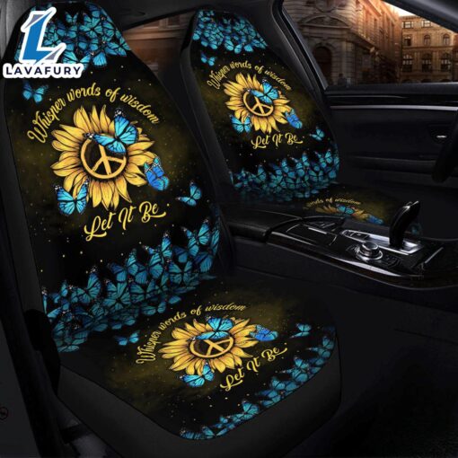 Let It Be Hippie Butterfly Blue Premium Custom Car Seat Covers Decor Protectors