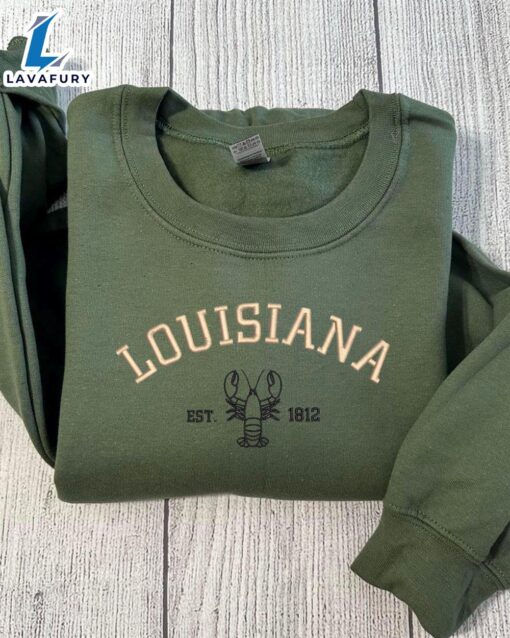 Merry Christmas  Louisiana Est. 1812 Embroidered Sweatshirt Gift Christmas