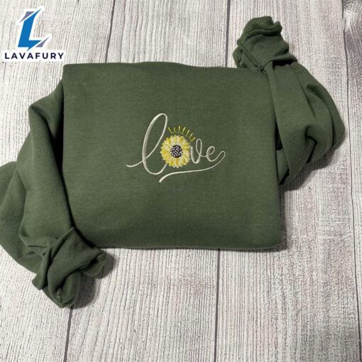 Merry Christmas  Love Sunflower Embroidered Sweatshirt Gift Christmas