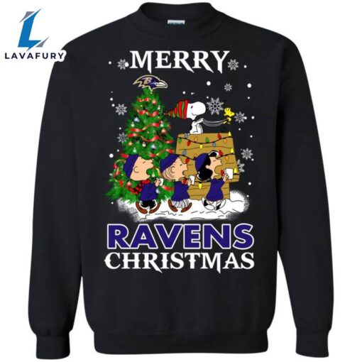 Merry Baltimore Ravens Christmas Snoopy Ugly Sweater Style Shirts