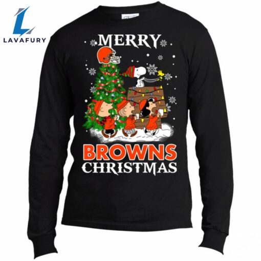 Merry Cleveland Browns Christmas Snoopy Ugly Sweater Style Shirts